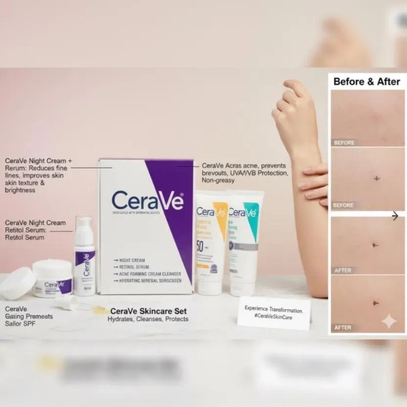 CeraVe 4-in-1 Whitening Facial Kit for All Skin Types
